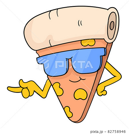 Cool And Delicious Stylish Pizza Wearing のイラスト素材 7546