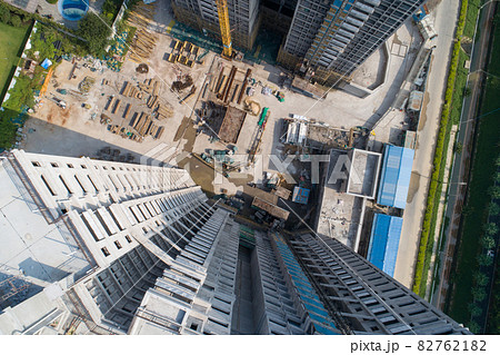 Aerial view of multistory apartment construction site in China 82762182
