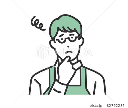 考え事をする主夫の男性のイメージイラスト素材・シンプルタッチ 82762285