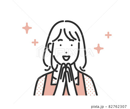 明るくキラキラした表情の主婦のイメージイラスト素材・シンプルタッチ 82762307