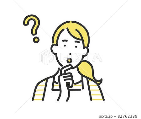 疑問を感じる主婦のイメージイラスト素材・シンプルタッチ 82762339