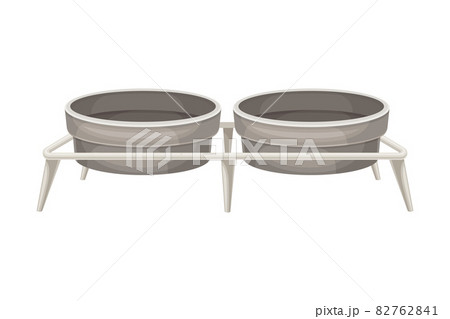 Double raised stainless food bowls. Pet animals supplies vector illustration 82762841