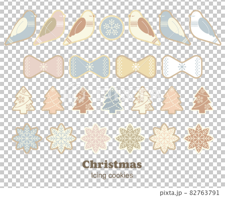 Christmas icing cookie style illustration material set vector Christmas icing cookie style illustration material set vector 82763791