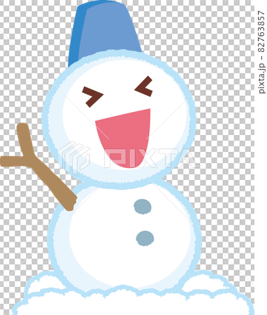 青い帽子の二段重ねの雪だるま 82763857