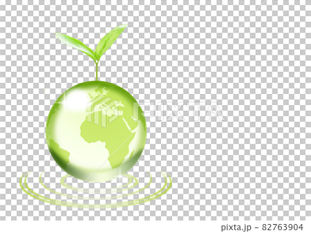 水に浮かぶガラスの地球と芽 82763904