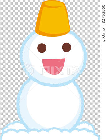 黄色帽子の二段重ねの雪だるま 82763950