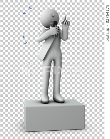 熱弁をふるう立候補者。選挙演説。白バック。3Dレンダリング。 82764179