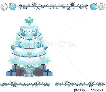 プレゼント付きイルミネーションクリスマスツリーとフレーム ホワイトver プレゼント付きイルミネーションクリスマスツリーとフレーム ホワイトver 82766171