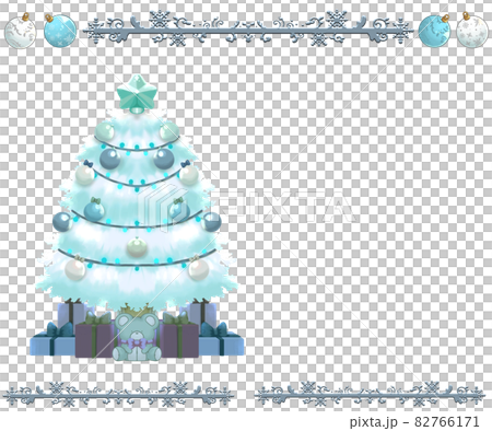 プレゼント付きイルミネーションクリスマスツリーとフレーム ホワイトver プレゼント付きイルミネーションクリスマスツリーとフレーム ホワイトver 82766171