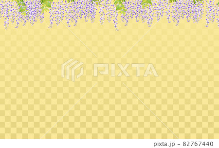 満開の藤の花とゴールドの市松模様な背景素材 82767440