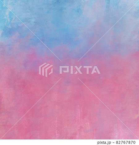 油絵抽象背景 ピンクと水色の正方形バナー 筆跡 ナチュラル キャンバスのテクスチャ アート 絵の具のイラスト素材