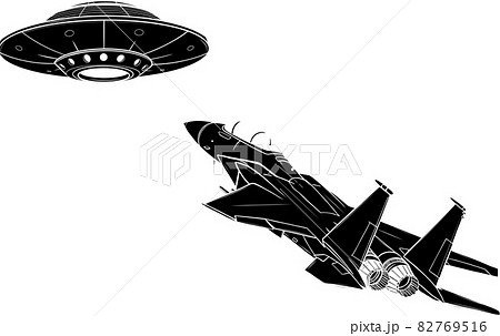 Vector Illustration Of Silhouette Ufo Fight のイラスト素材