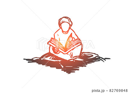 Muslim, arab, islam, religion, koran, boy, child concept. Hand drawn isolated vector. 82769848