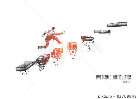 Overcome difficulties concept. Hand drawn isolated vector. Overcome difficulties concept. Hand drawn isolated vector. 82769945