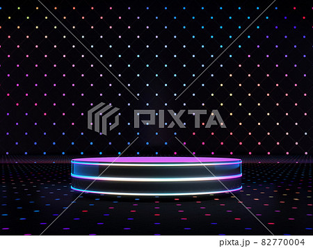 Empty pedestal for product show with colorful LED light in showroom. Empty pedestal for product show with colorful LED light in showroom. 82770004