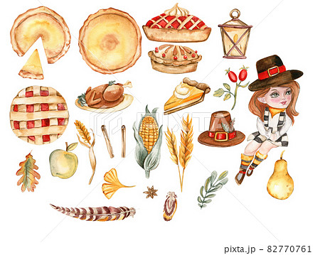 Watercolor thanksgiving clipart set Watercolor thanksgiving clipart set 82770761