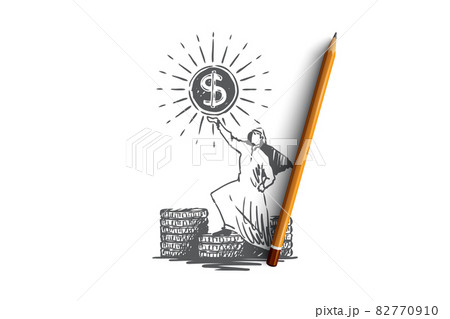 Money, dollars, wealth, success, Muslim concept. Hand drawn isolated vector. 82770910