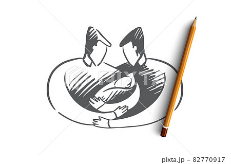 Father, newborn, family, homosexual concept. Hand drawn isolated vector. Father, newborn, family, homosexual concept. Hand drawn isolated vector. 82770917