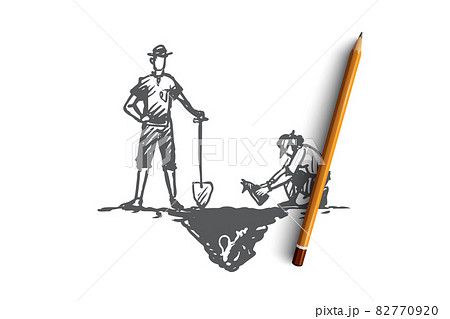 Archeology, ancient, luck, artifacts, fossil concept. Hand drawn isolated vector. 82770920