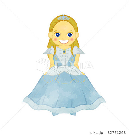 お姫様のコスプレをした女の子 ブロンド系verのイラスト素材