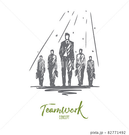Teamwork, together, leadership, recruiting, human resources concept. Hand drawn isolated vector. 82771492