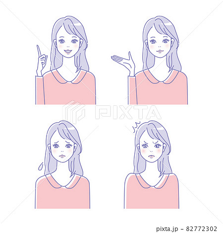 キレイな女性の表情セットイラスト素材のイラスト素材