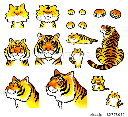 寅年年賀状など使い方いろいろ いろんな手描き虎イラストセット デフォルメからリアル寄りまでのイラスト素材