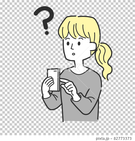 A woman who is lost in smartphone operation A woman who is lost in smartphone operation 82773373