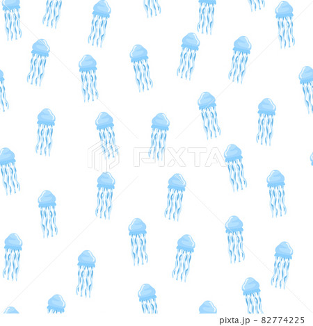 Seamless pattern jellyfish on bright white background. Simple ornament with sea animals. 82774225