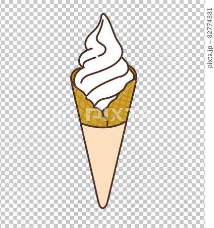 ソフトクリーム イラスト ワッフルコーン バニラのイラスト素材 7741
