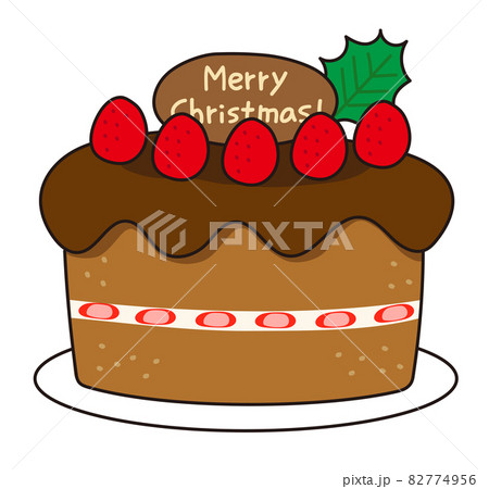 チョコレートのクリスマスケーキのイラスト素材