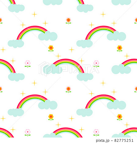 Rainbows and clouds vector seamless pattern. Rainbows and clouds vector seamless pattern. 82775251