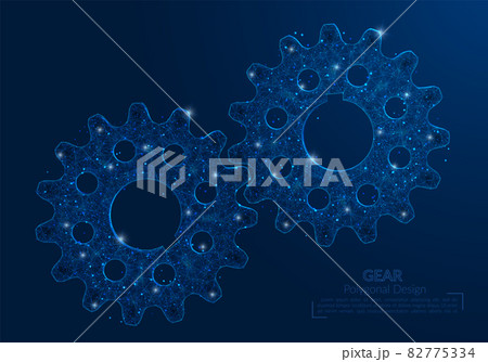 Abstract isolated blue image of a gear. Polygonal illustration looks like stars in the blask night sky in spase or flying glass shards. Digital design for website, web, internet Abstract isolated blue image of a gear. Polygonal illustration looks like stars in the blask night sky in spase or flying glass shards. Digital design for website, web, internet 82775334
