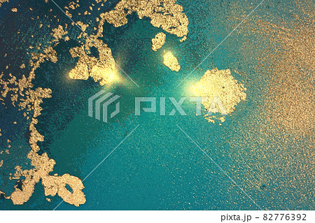 Green, blue and gold shining abstract marble background 82776392
