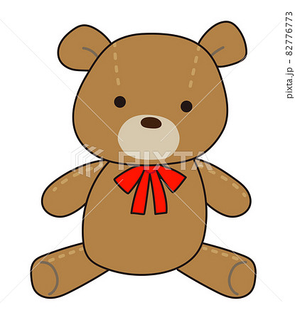 赤いリボンのくまのぬいぐるみのイラスト素材 [82776773] - PIXTA