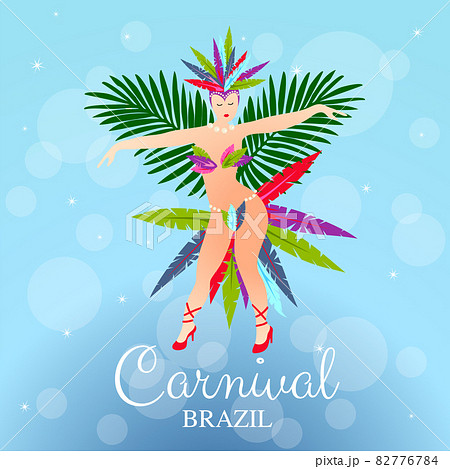 Carnival in Rio de Janeiro with samba dancer girl pattern on a blue background Carnival in Rio de Janeiro with samba dancer girl pattern on a blue background 82776784