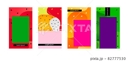 Tropical summer fruits social network creative background set. Social media stories template design . 82777530