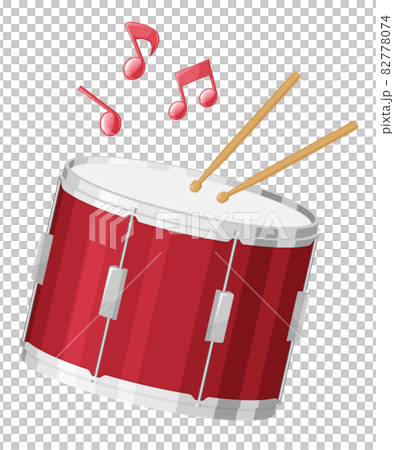 マーチングスネアドラムのイラスト_叩く_音符 82778074