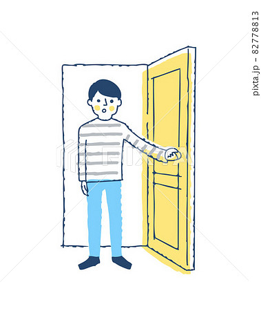 ドアを開けている男性のイラスト素材 7713