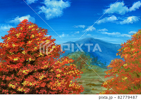 山の紅葉のイラスト素材