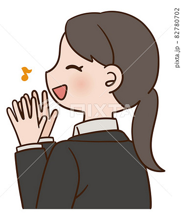 拍手する横向きの女性 スーツのイラスト素材