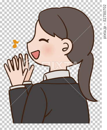 拍手する横向きの女性 スーツのイラスト素材