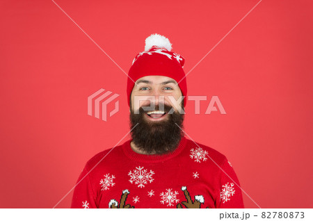 Cold days. Winter holidays. Man bearded hipster Cold days. Winter holidays. Man bearded hipster 82780873
