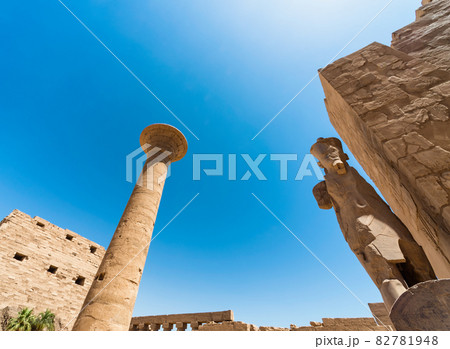 antique statue in the pillared hall in Luxor in Egypt antique statue in the pillared hall in Luxor in Egypt 82781948