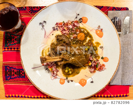 top view of Peruvian Seco de Cordero stewed lamb top view of Peruvian Seco de Cordero stewed lamb 82782096