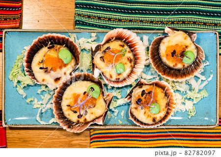 top view of conchitas a la parmesana appetizer 82782097