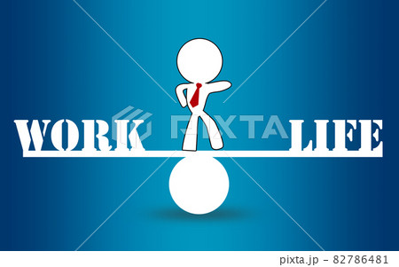 Work life balance concept with blue backgroundのイラスト素材 [82786481] - PIXTA