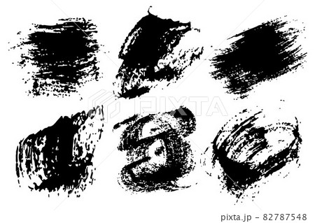 Set Brush Shape Vector Strokes in Black color on white background. Hand painted grange elements. Ink drawing. Dirty artistic design . Place for text, quote, information, company name. 82787548