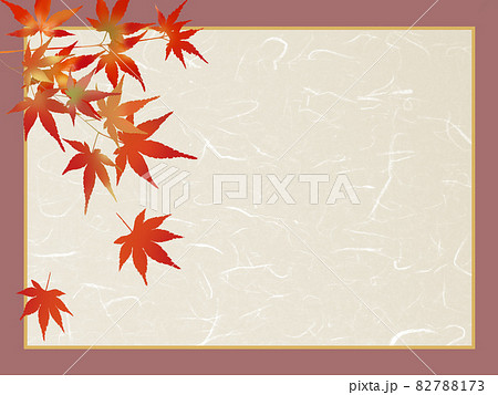和紙の背景に和風のフレームの中の紅葉 和紙の背景に和風のフレームの中の紅葉 82788173