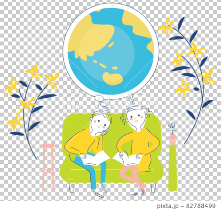 孩子一起讀書插畫素材 82788499